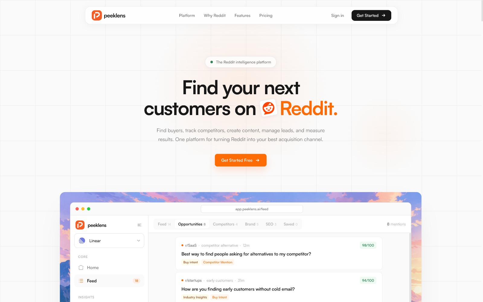 Peeklens - Reddit Lead Generation & Social Listening