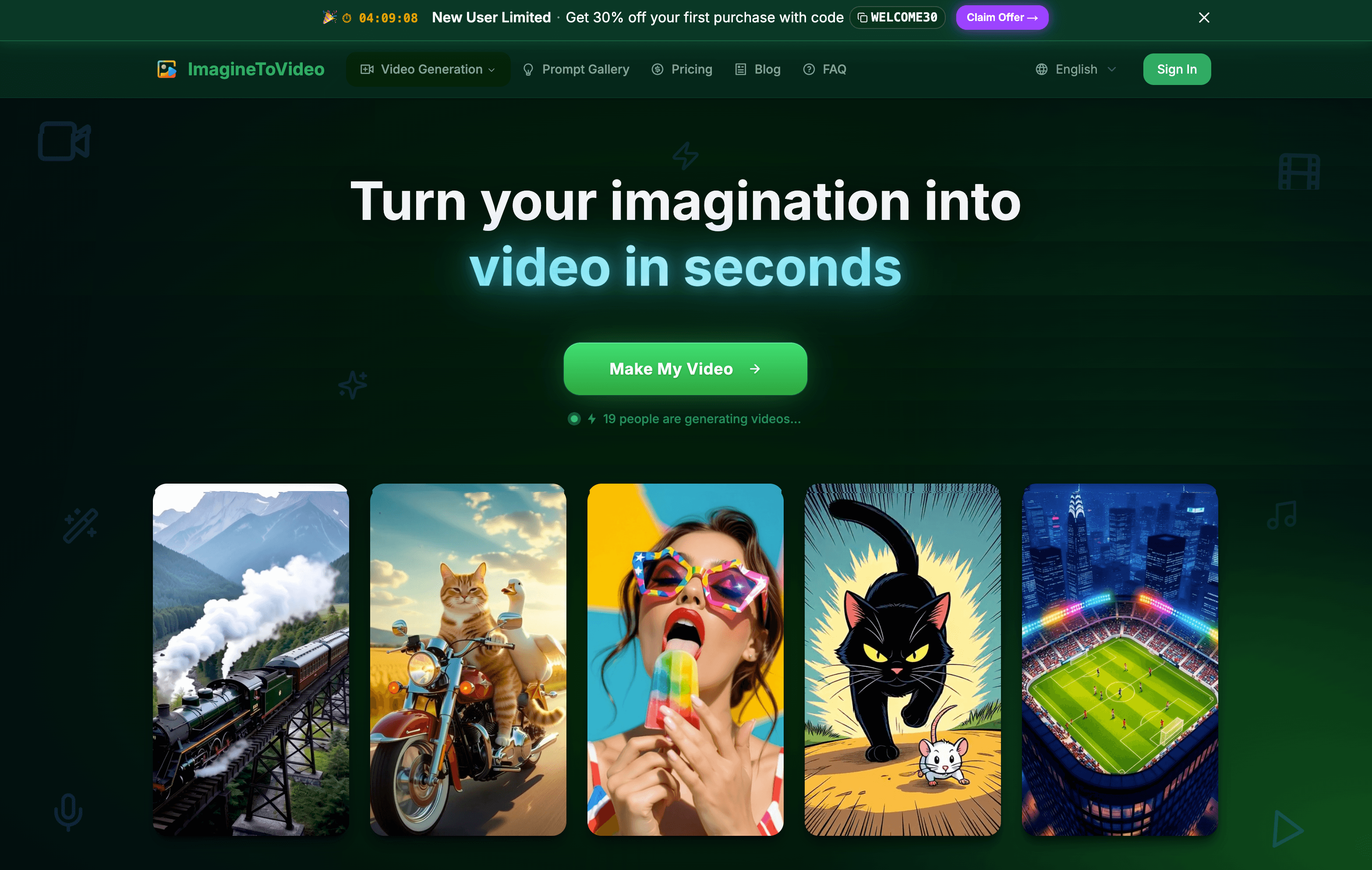 ImagineToVideo – Free AI Video Generator | Kling V3, VEO 3.1, Sora 2, Seedance 2.0 Online
