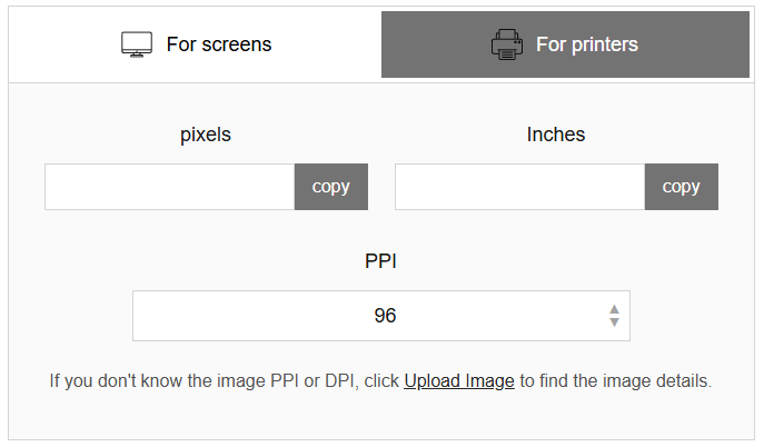 pixels to inches