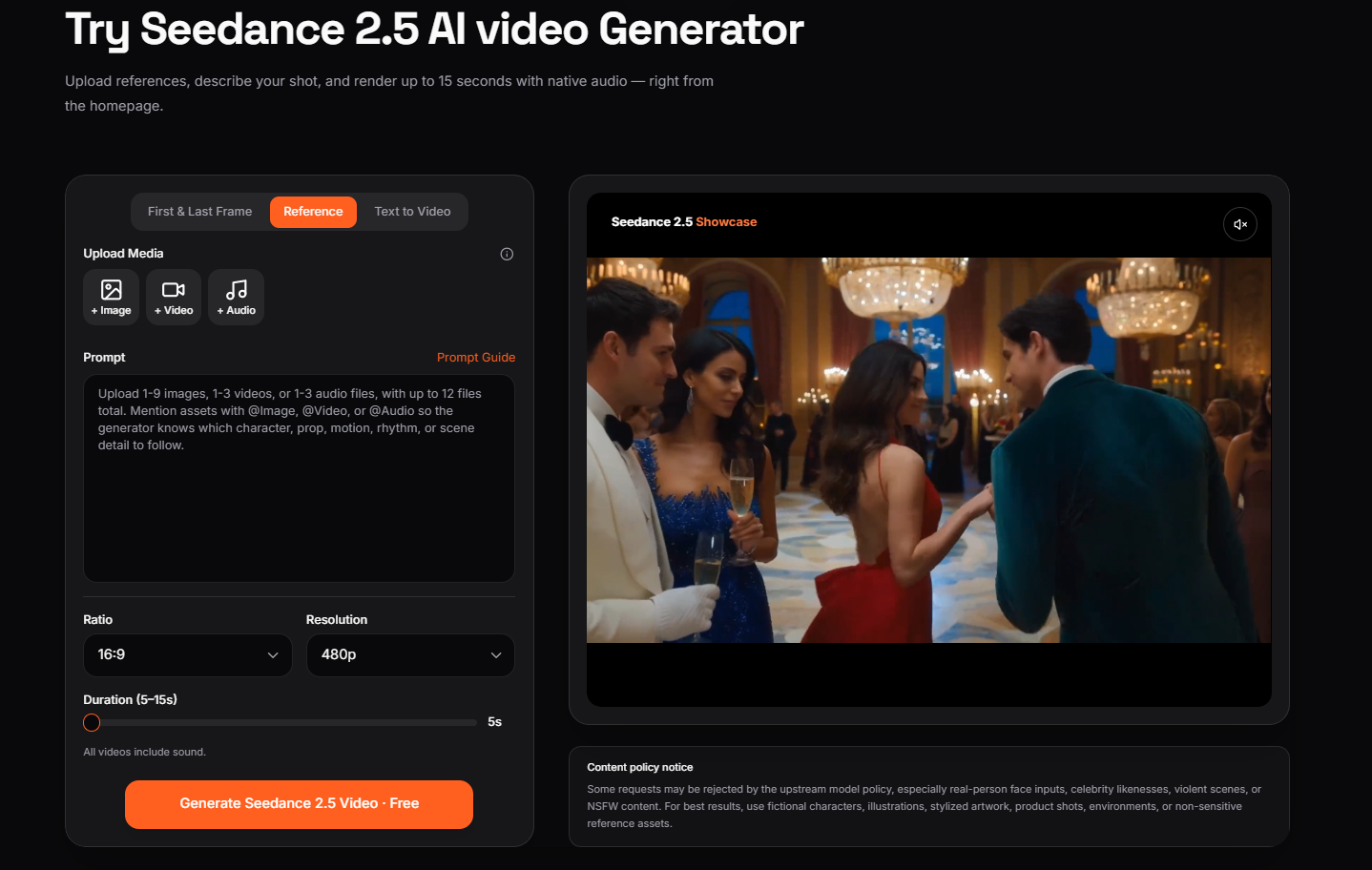 Seedance 2.5 AI Video Generator Online - Free 30s 4K