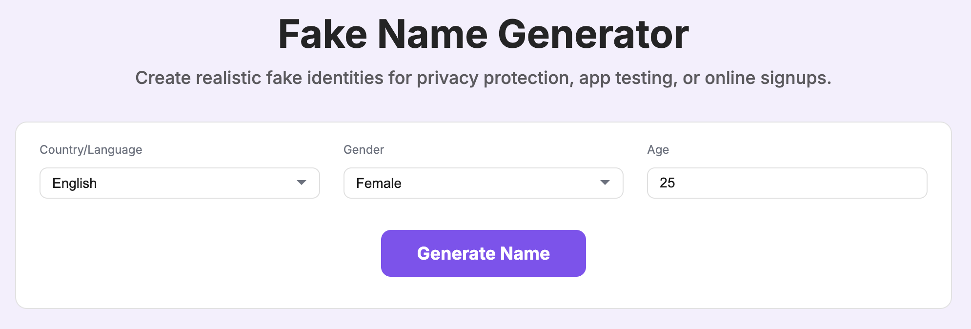 Fake Name Generator