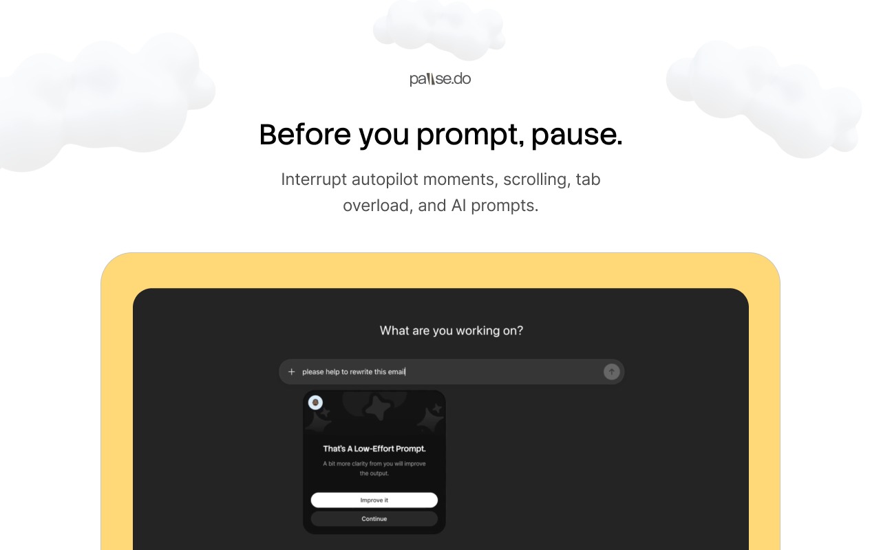 pause.do - Don’t Outsource Your Thinking | Intentional Browsing & AI Prompt Awareness