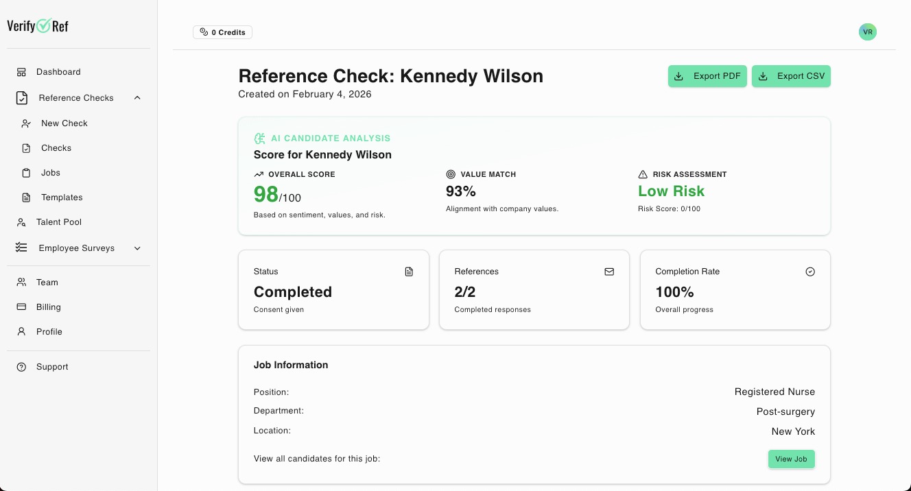 Automated Employment Reference Checks