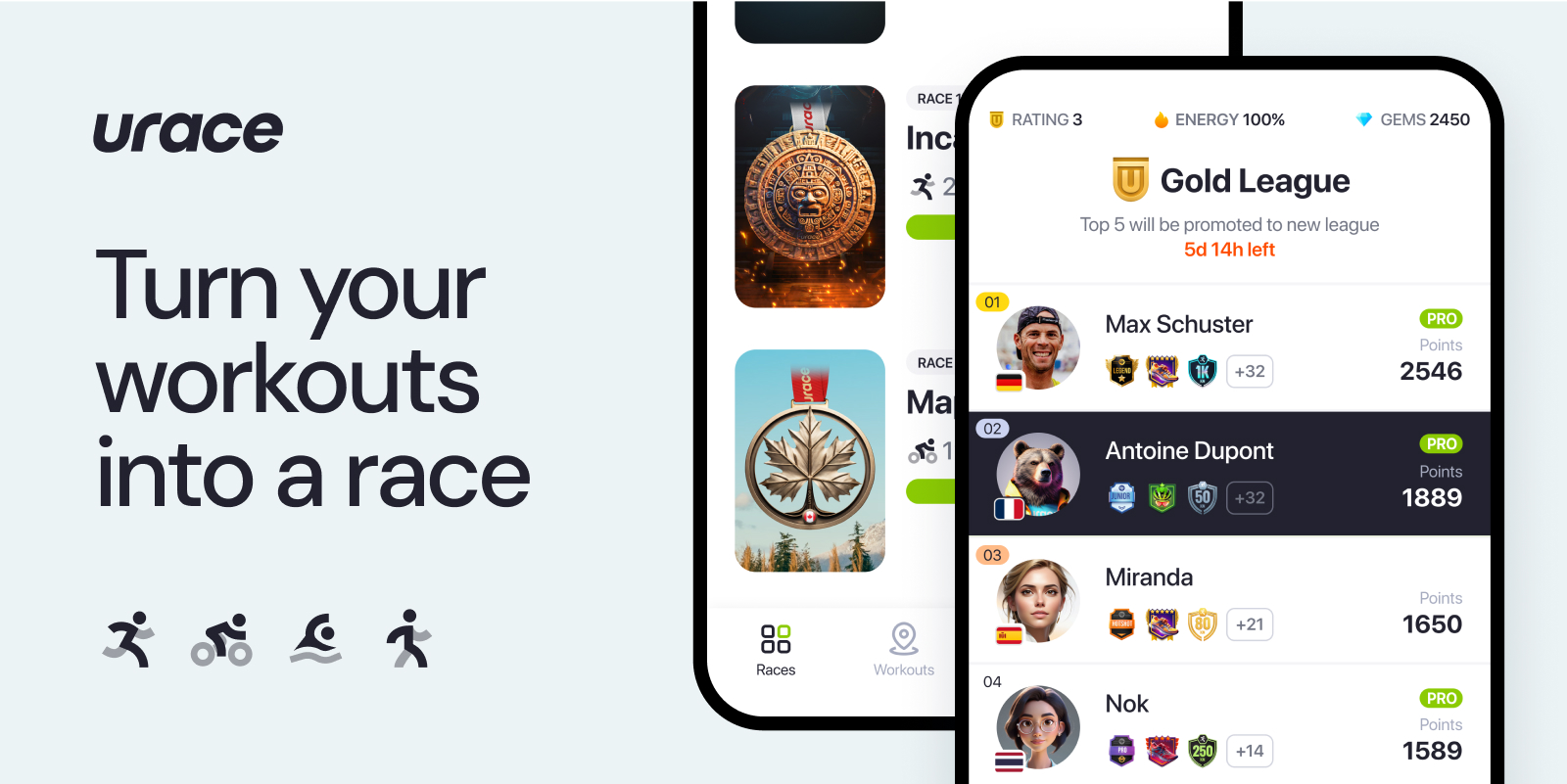 uRace: Gamified Run/Ride/Swim/Hike