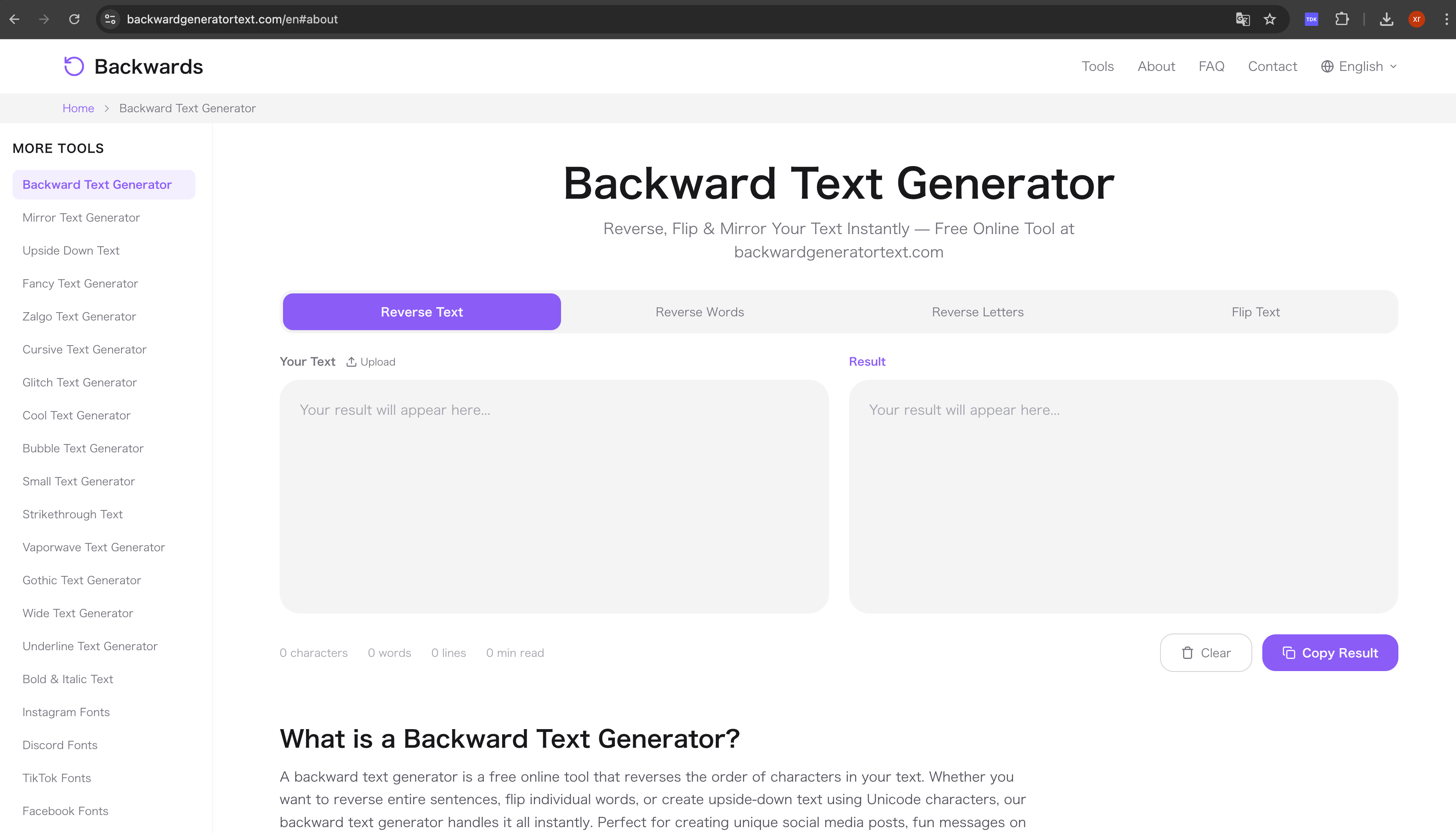 Backward Text Generator - Reverse, Flip & Mirror Text Online Freebackwardgeneratortext