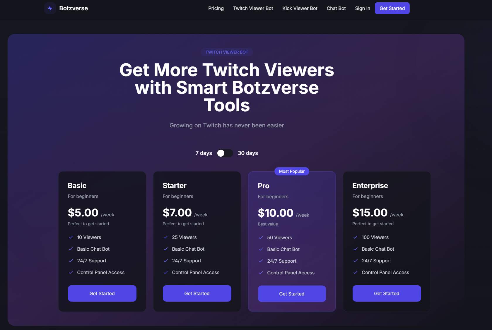 Kick and Twitch Services