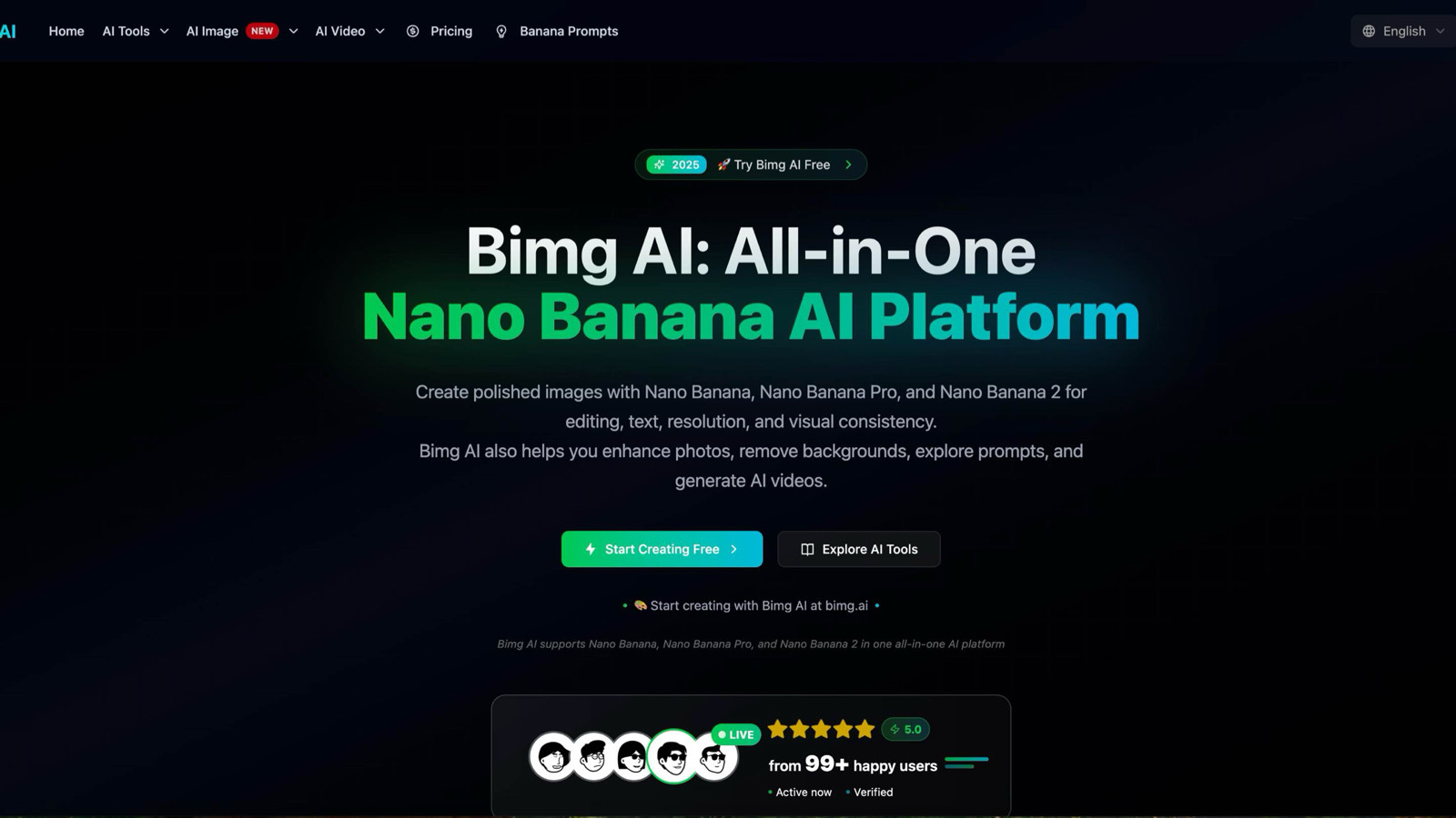 Bimg AI: Free Nano Banana AI & Nano Banana Pro PlatformBimg AI: All-in-One Nano Banana AI Platform