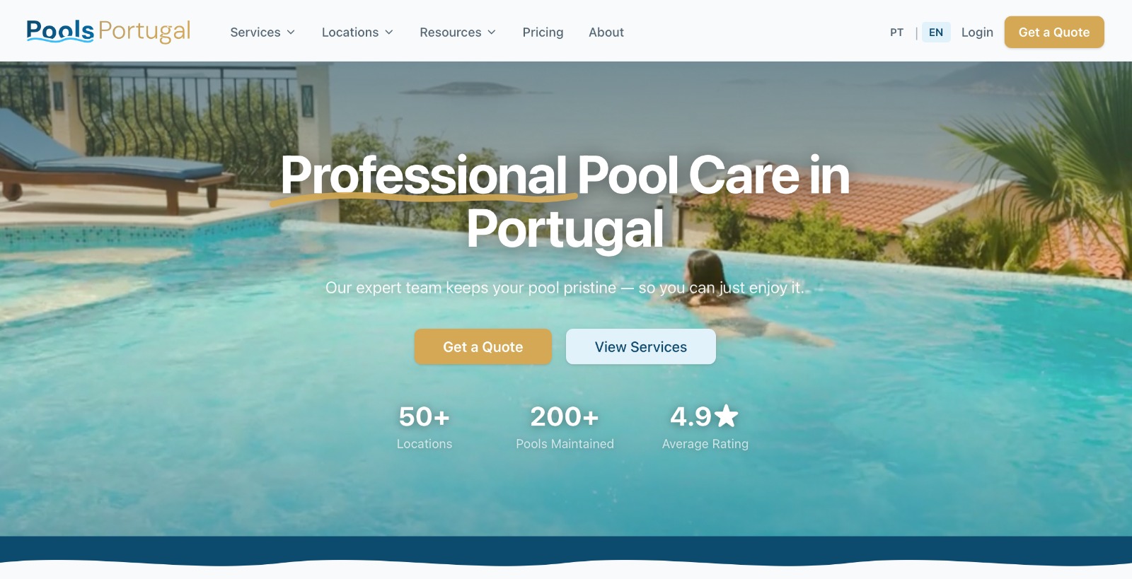 Cuidados Profissionais de Piscina em Portugal