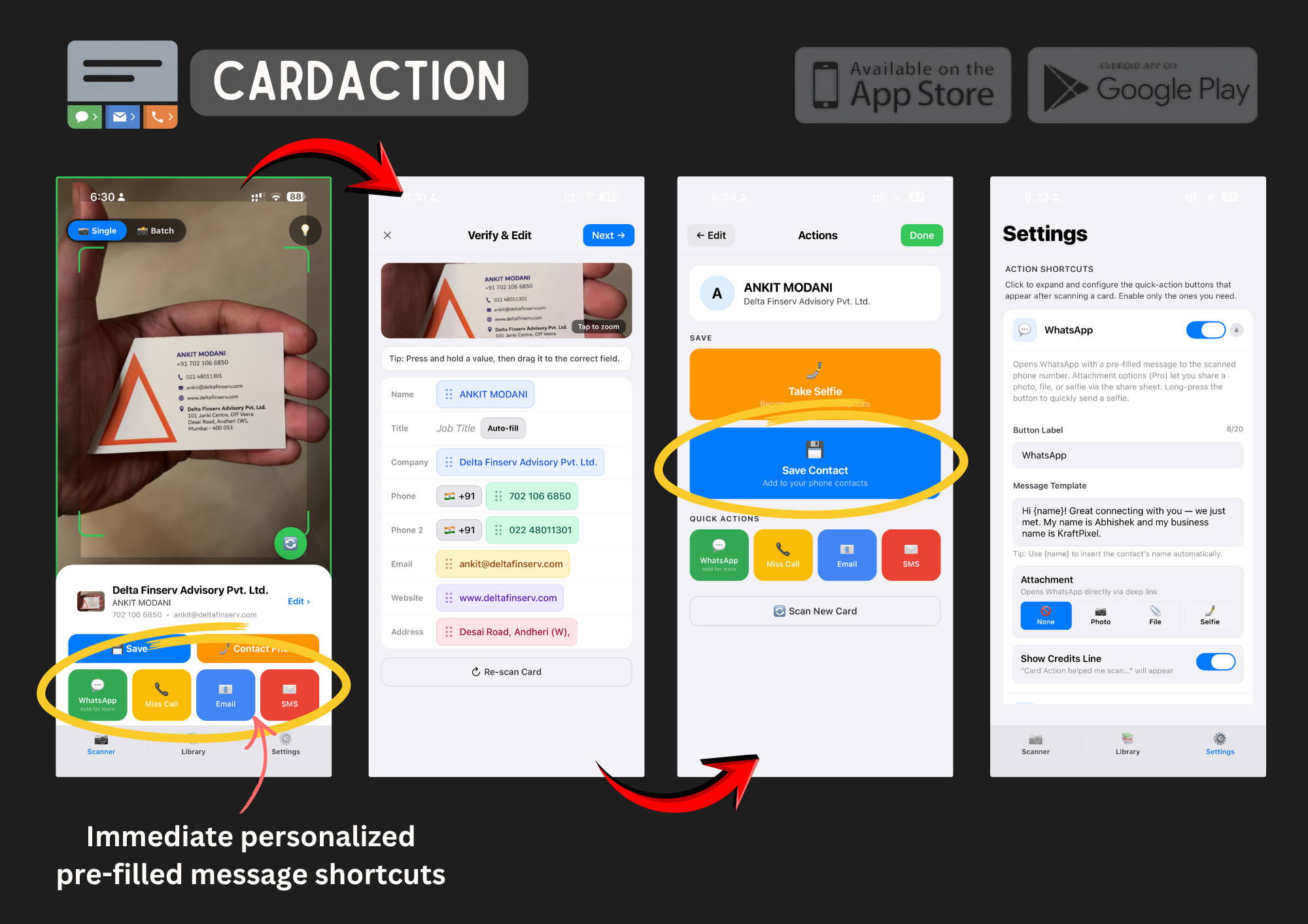CardAction — AI Business Card Scanner for iOS & Android