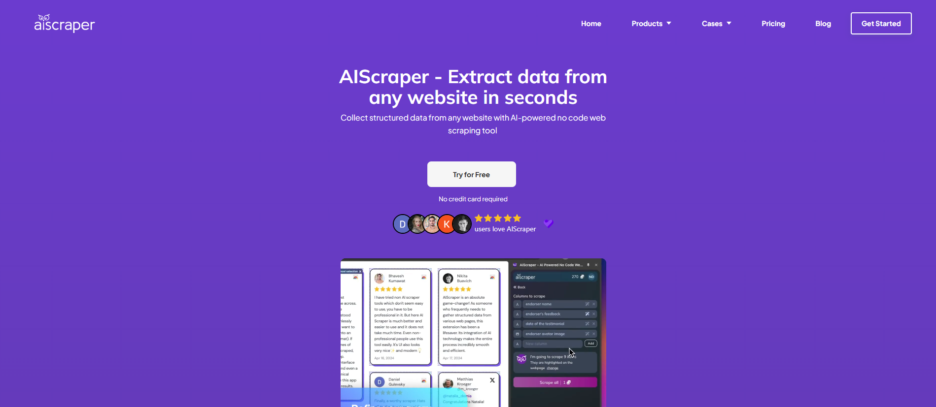 AIScraper - AI Powered No Code Web Scraping Tool