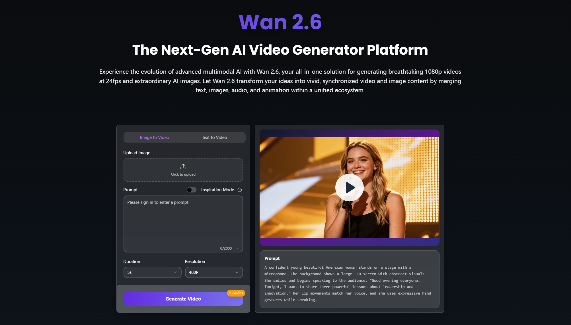 Wan 2.6 AI Video Generator