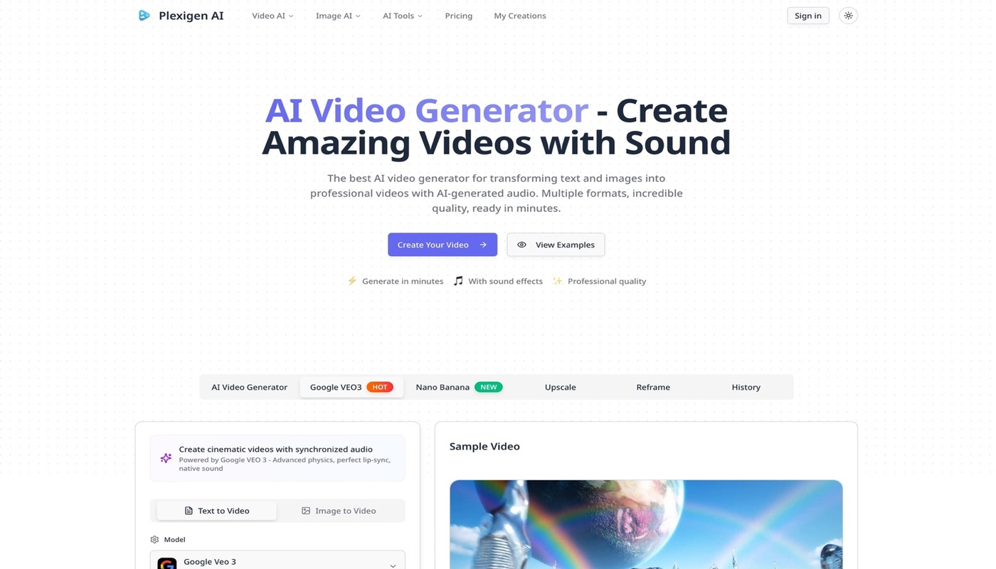 Plexigen AI - AI Video Generator with Audio