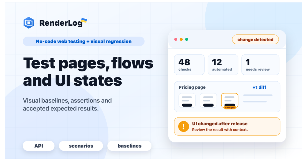 RenderLog: No-Code Web Testing and Visual Regression
