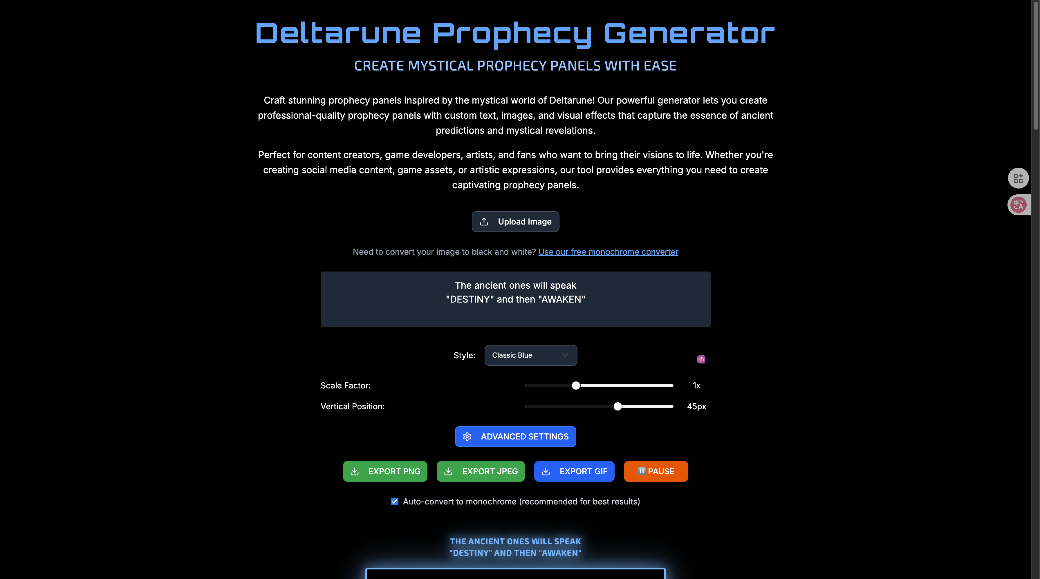 Deltarune Prophecy Generator